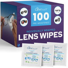 Care Touch paquete frontal mostrando 100 toallitas, práctico y económico