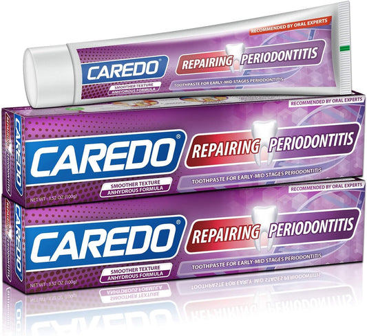 CAREDO frente del empaque mostrando pack de dos tubos y beneficios visibles