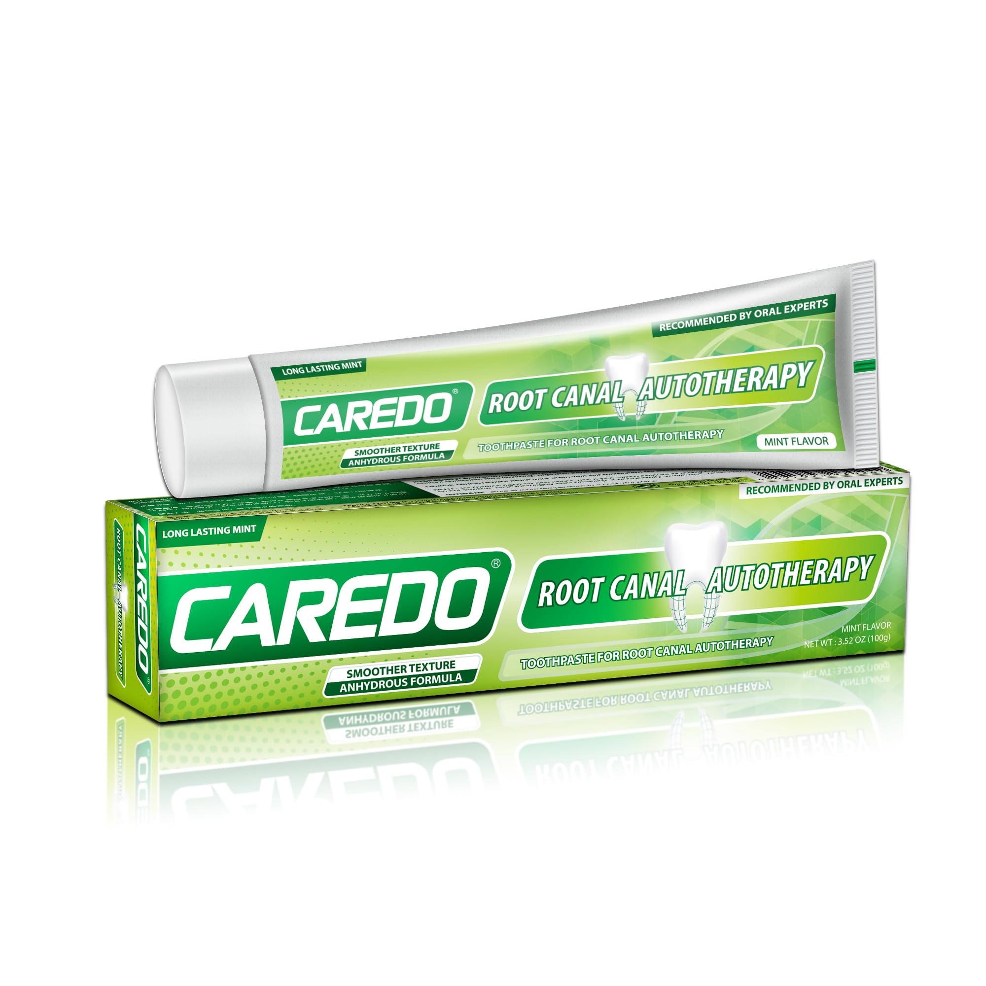 CAREDO tubo frontal mostrando la marca y la presentación menta, protección diaria