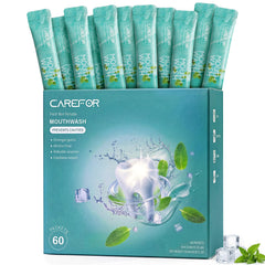 CAREFOR empaque frontal mostrando 60 sobres y conveniencia de viaje