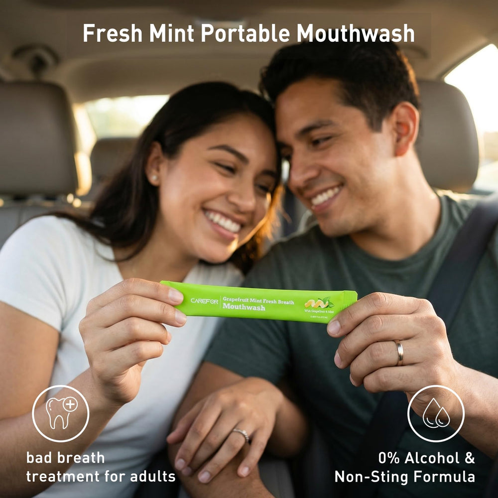 CAREFOR comparación de tamaño en mano, formato compacto y fácil de llevar