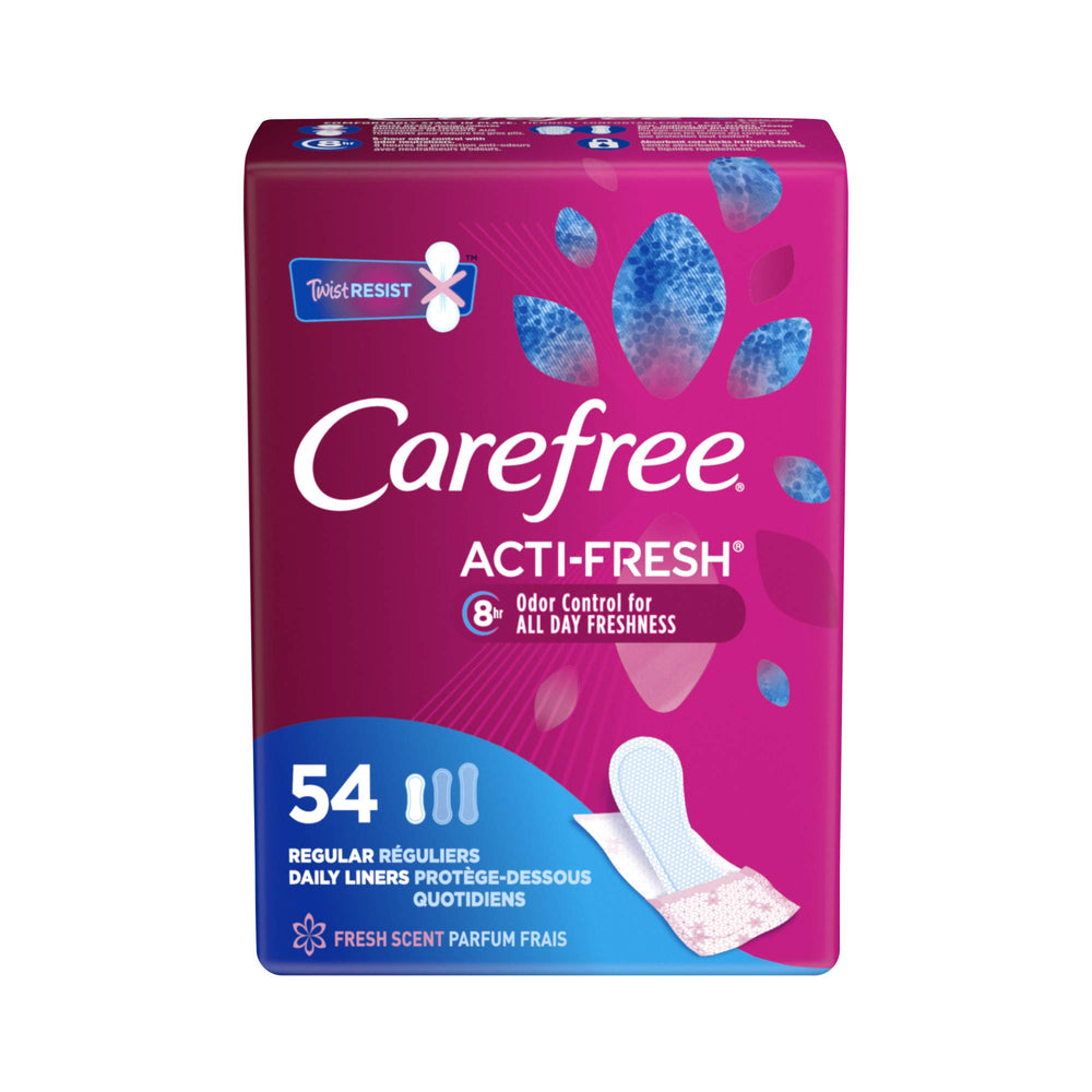 Carefree pack frontal mostrando el empaque y la cantidad, conveniencia inmediata
