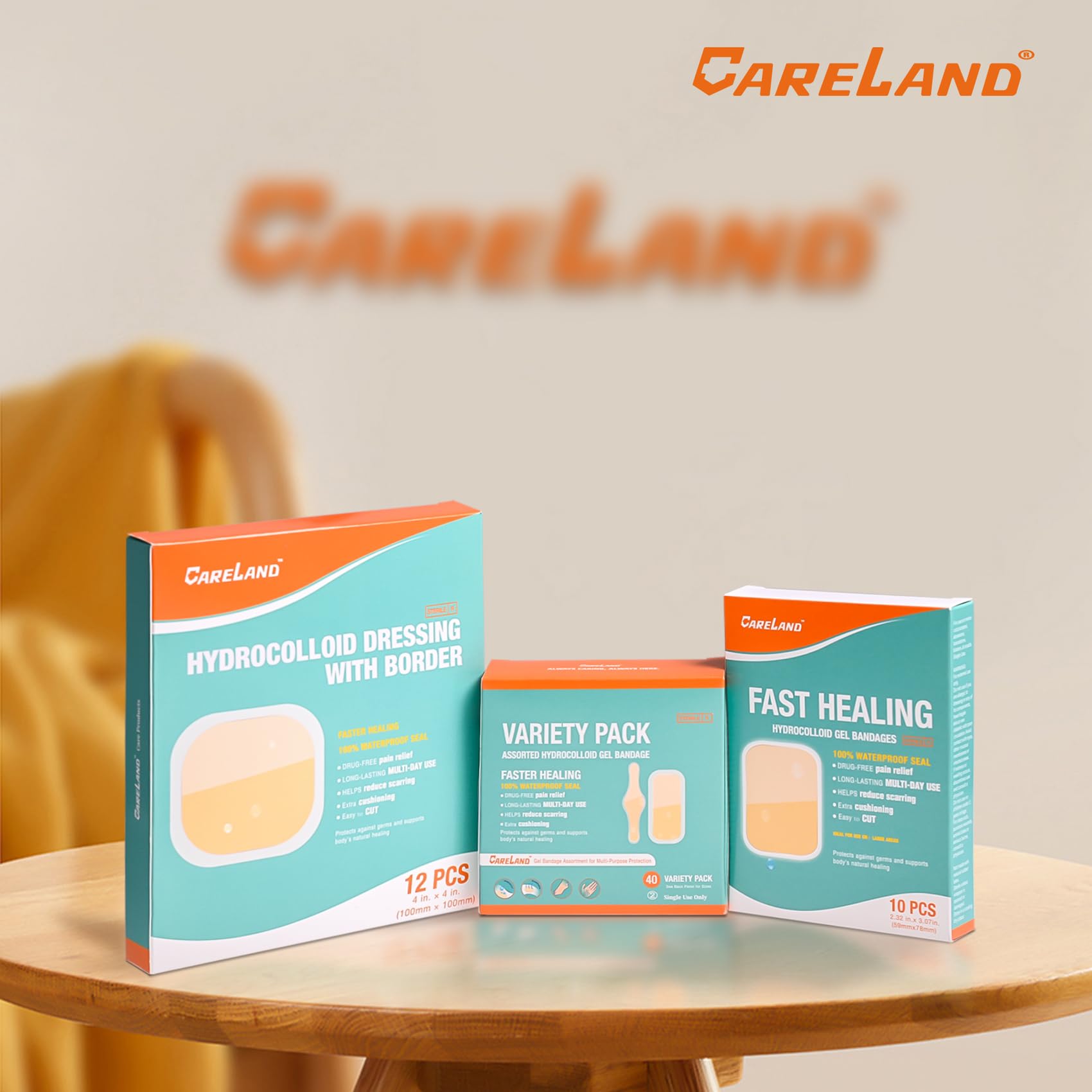 CARELAND parche en talón dentro de zapatilla demostrando impermeabilidad