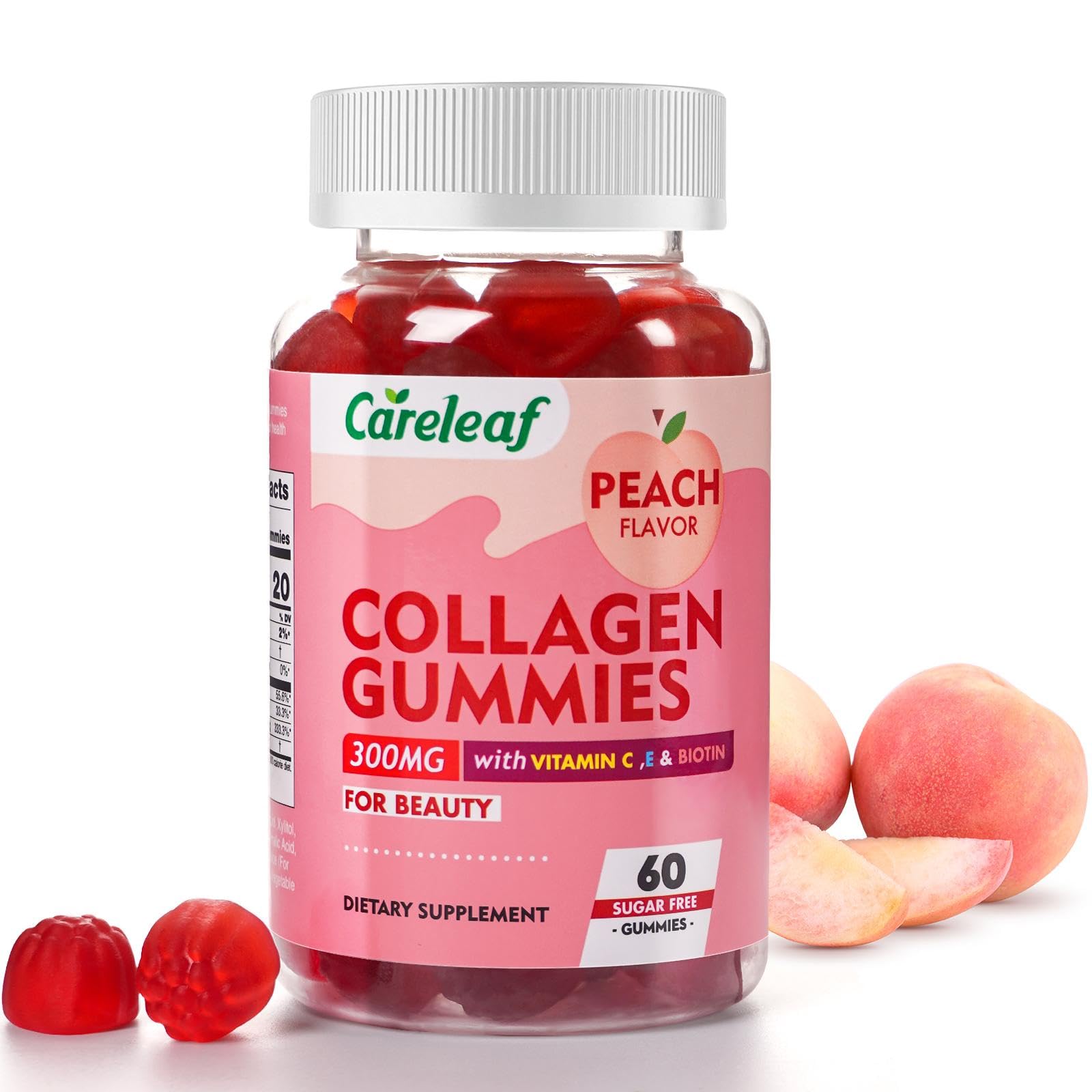 careleaf envase frontal mostrando 60 gomitas y beneficio práctico
