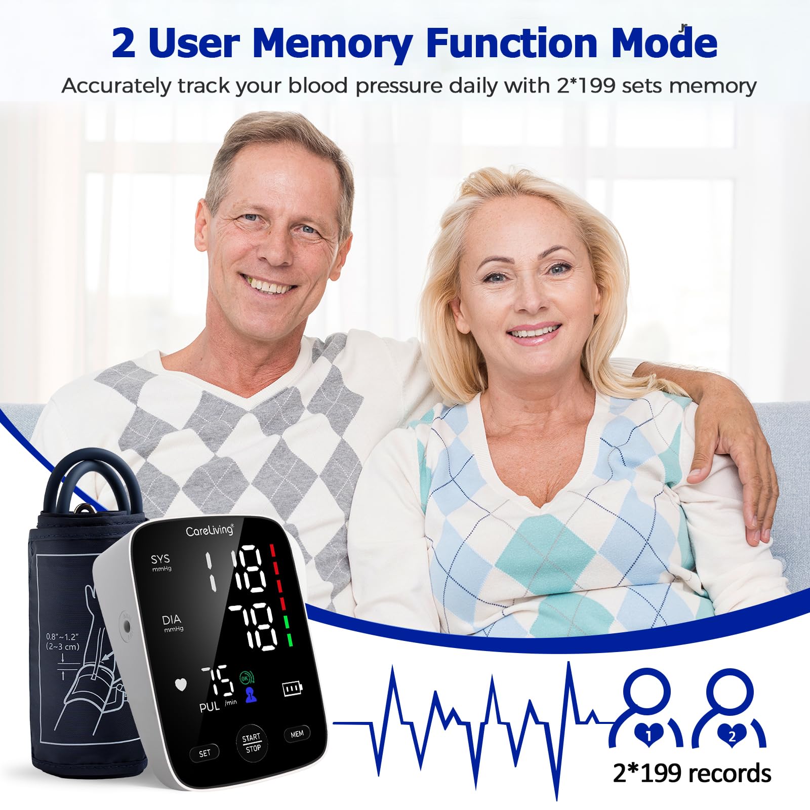 CareLiving pantalla LED encendida con números grandes para lectura clara