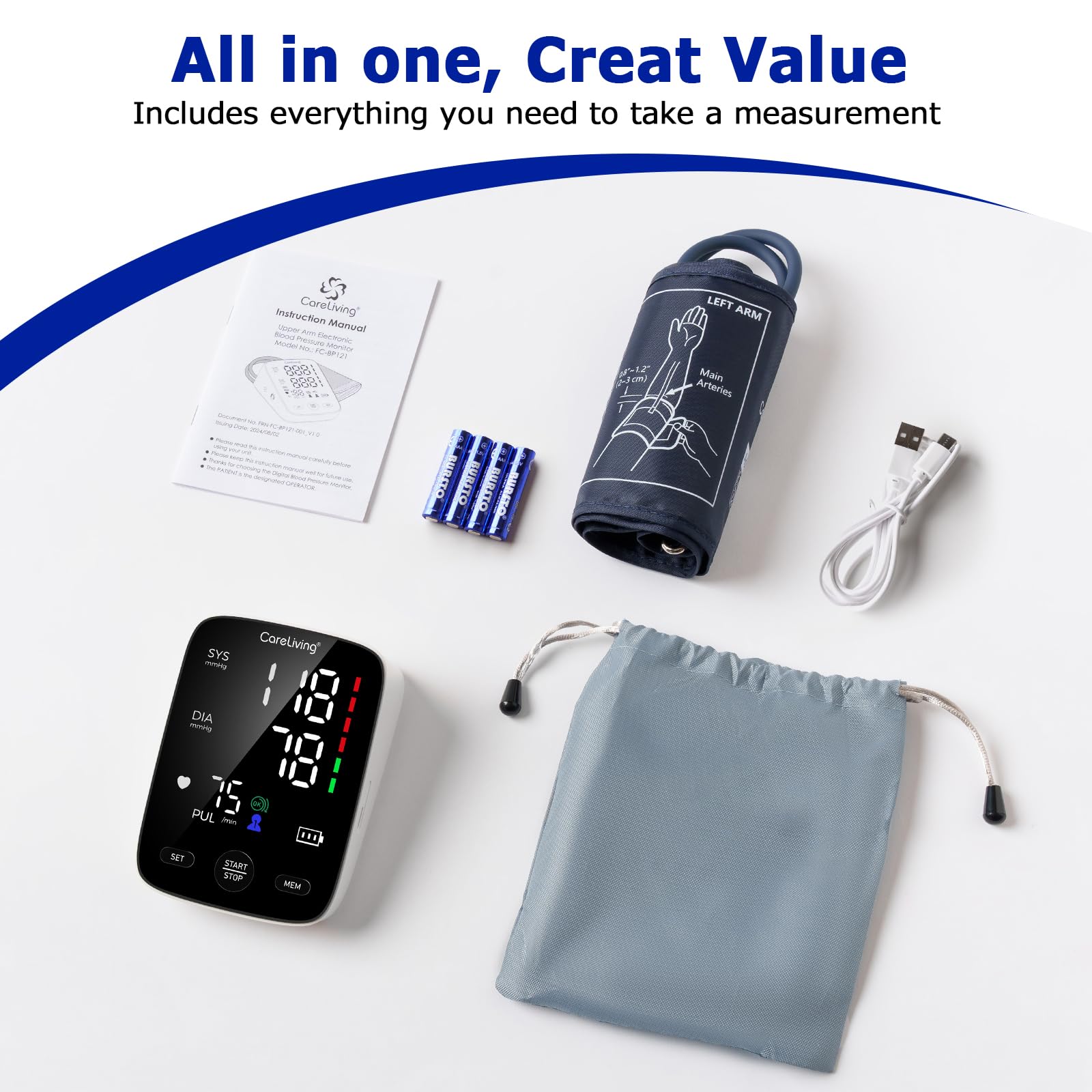 CareLiving puerto Type-C y cable incluidos para carga fácil y versátil