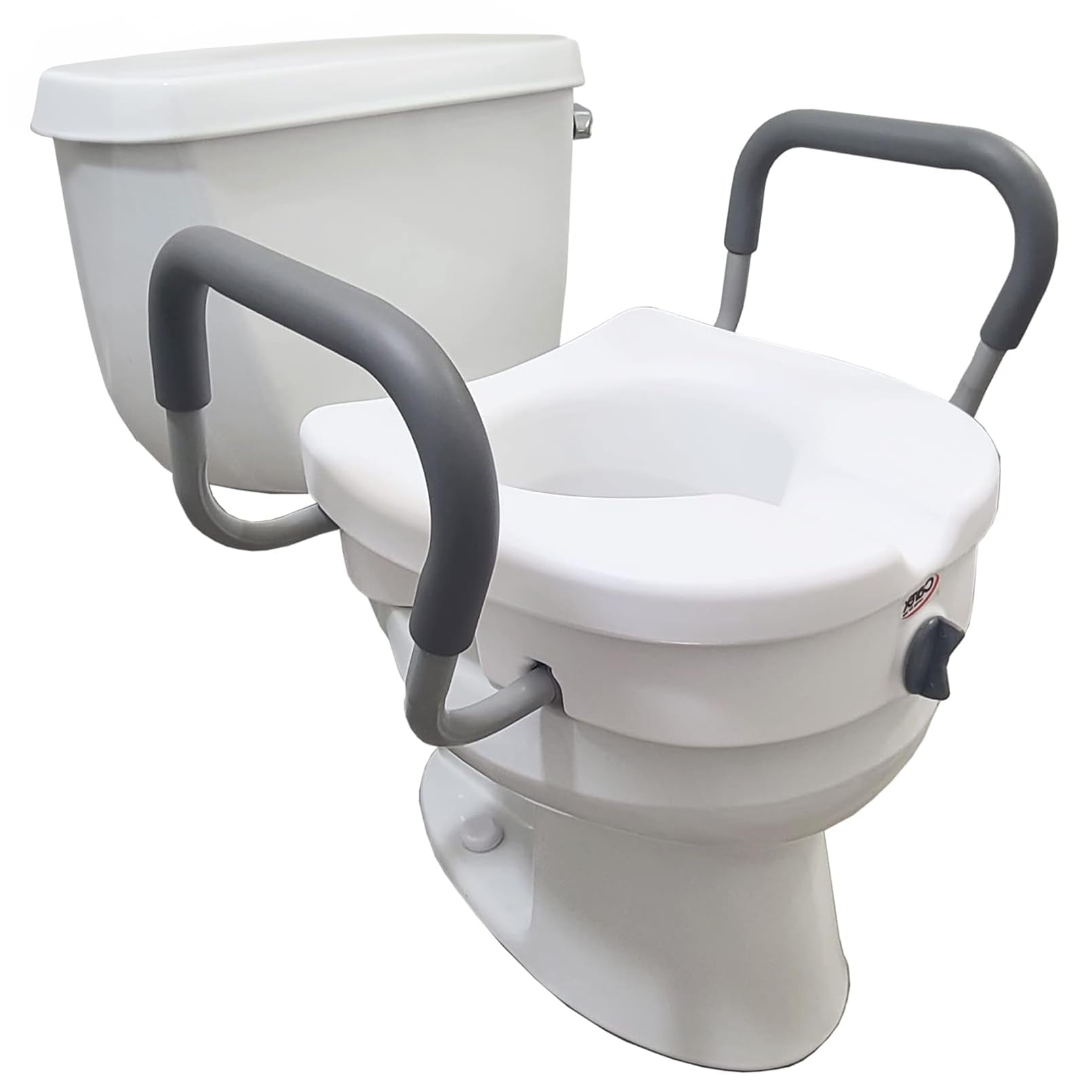 Carex asiento elevado frontal mostrando ajuste y estabilidad
