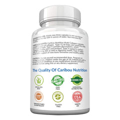 Caribou Nutrition etiqueta con lista de ingredientes y tipos de colágeno
