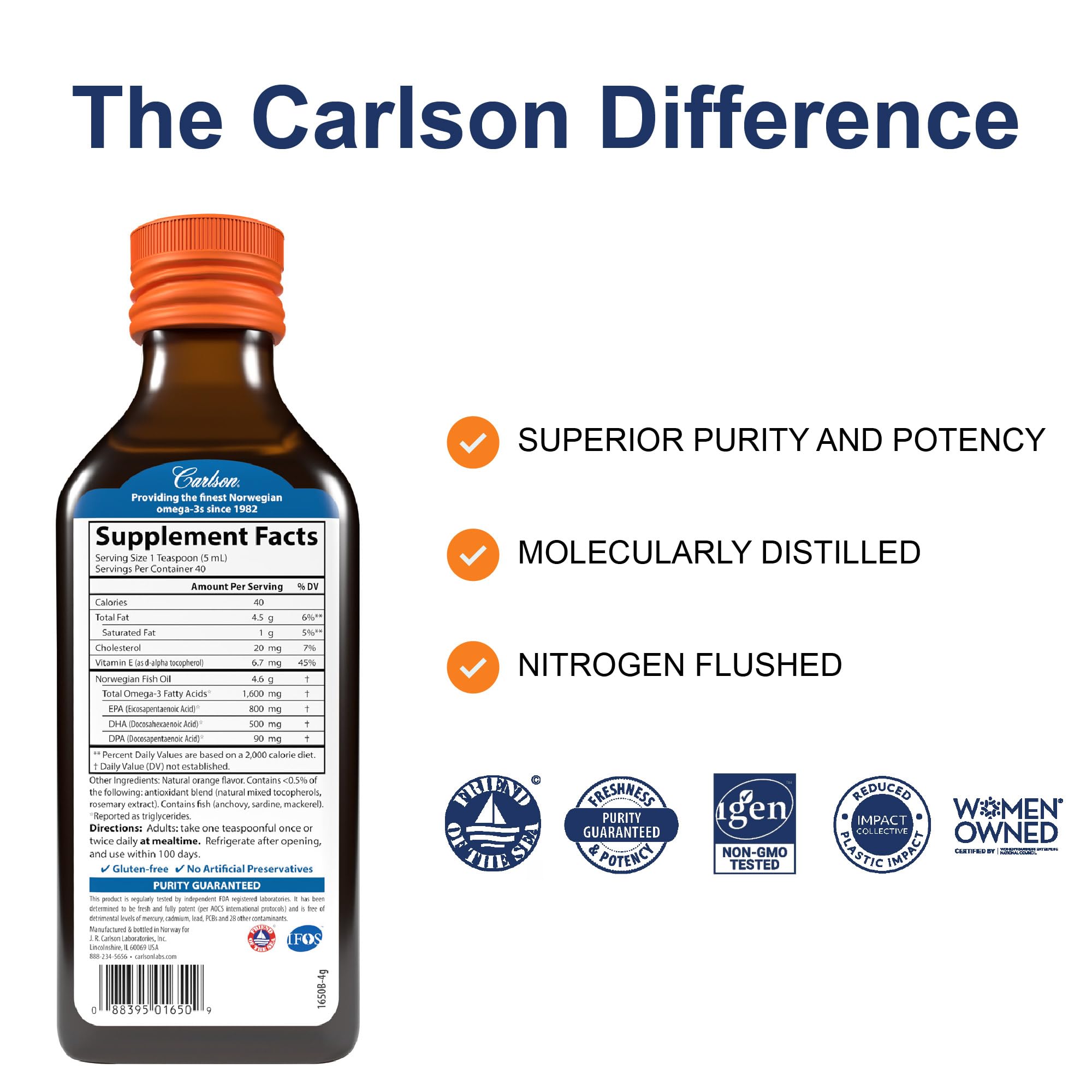 Carlson botella 200 mL destacando tamaño manejable y dosificación