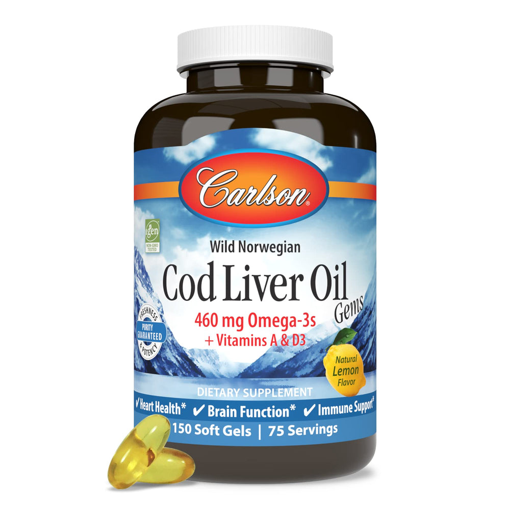 Carlson etiqueta nutricional ampliada mostrando omega-3 y vitaminas
