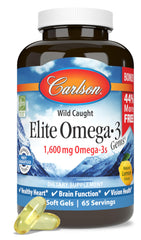 Carlson envase frontal mostrando 60 softgels y beneficio de omega-3 concentrado