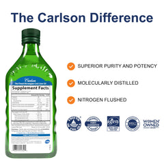 Carlson etiqueta nutricional enfocada, claridad en contenido y dosificación