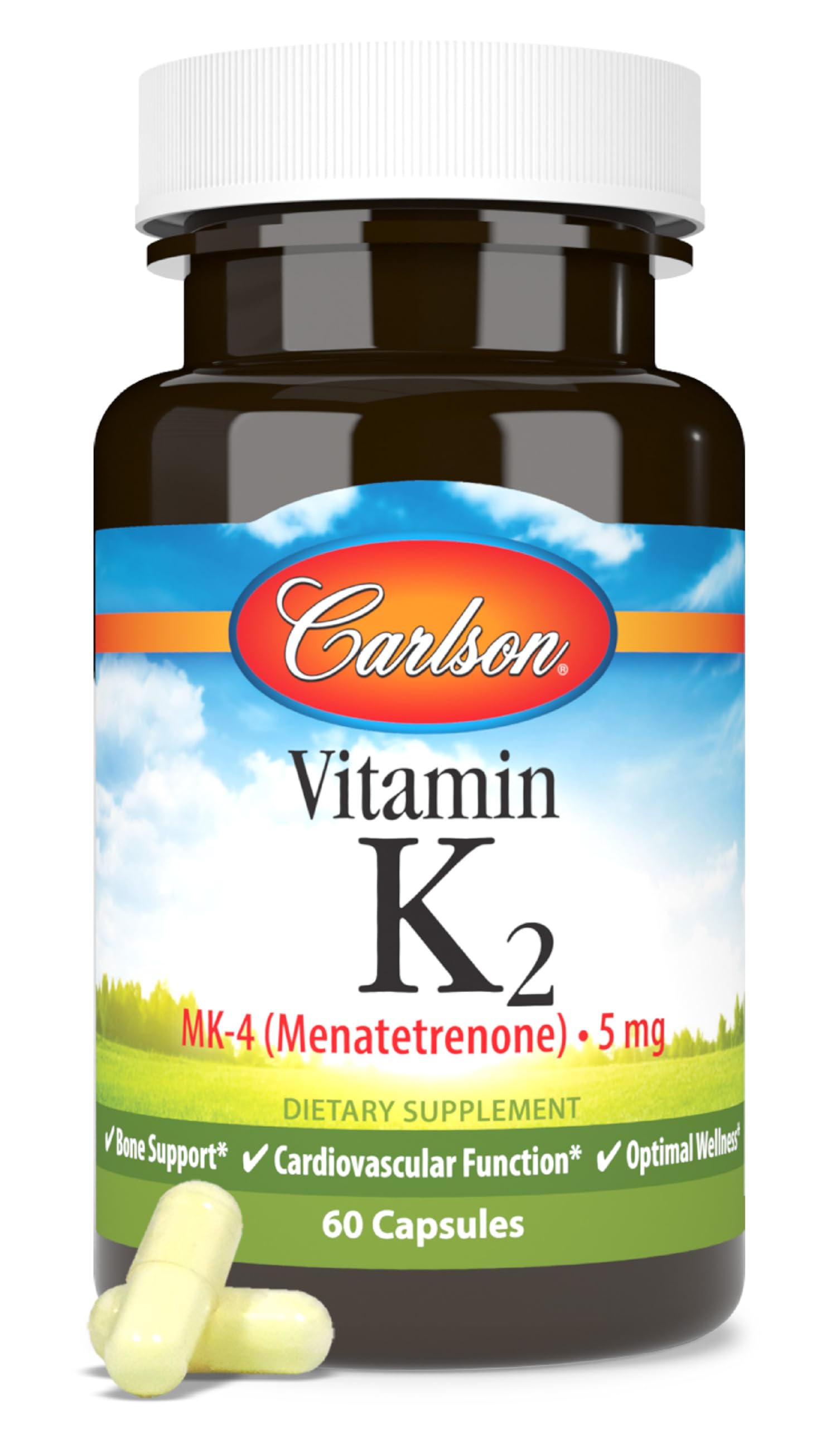 Carlson envase frontal claro que muestra 60 cápsulas y beneficios
