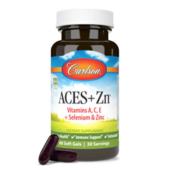 Carlson etiqueta con ingredientes clave A, C, E, selenio y zinc en foco