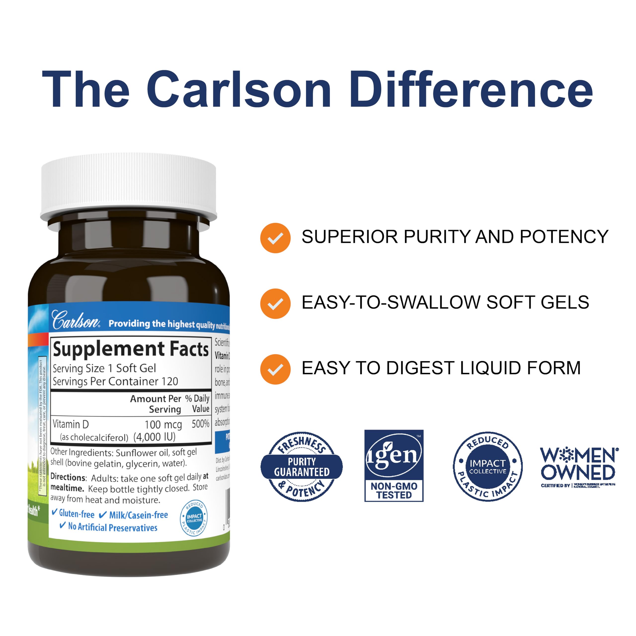 Carlson primer plano de una cápsula blanda para fácil ingestión