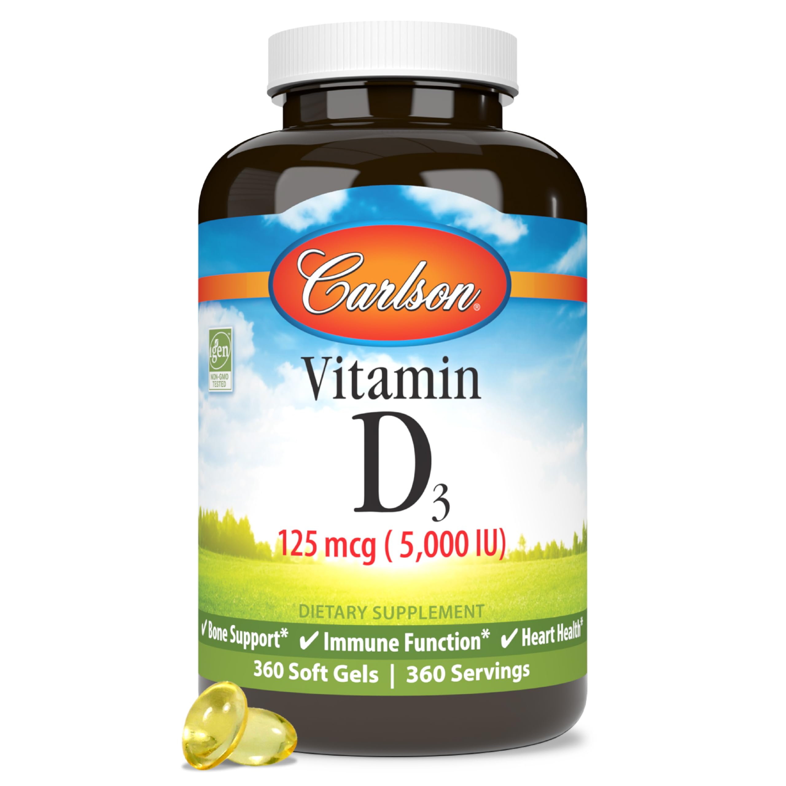 Carlson frasco frontal mostrando etiqueta y beneficios para confianza