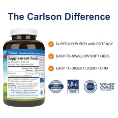 Carlson softgel en mano listos para tomar con facilidad y comodidad