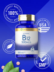 Carlyle vit B-12 envase abierto con 300 tabletas para suministro prolongado