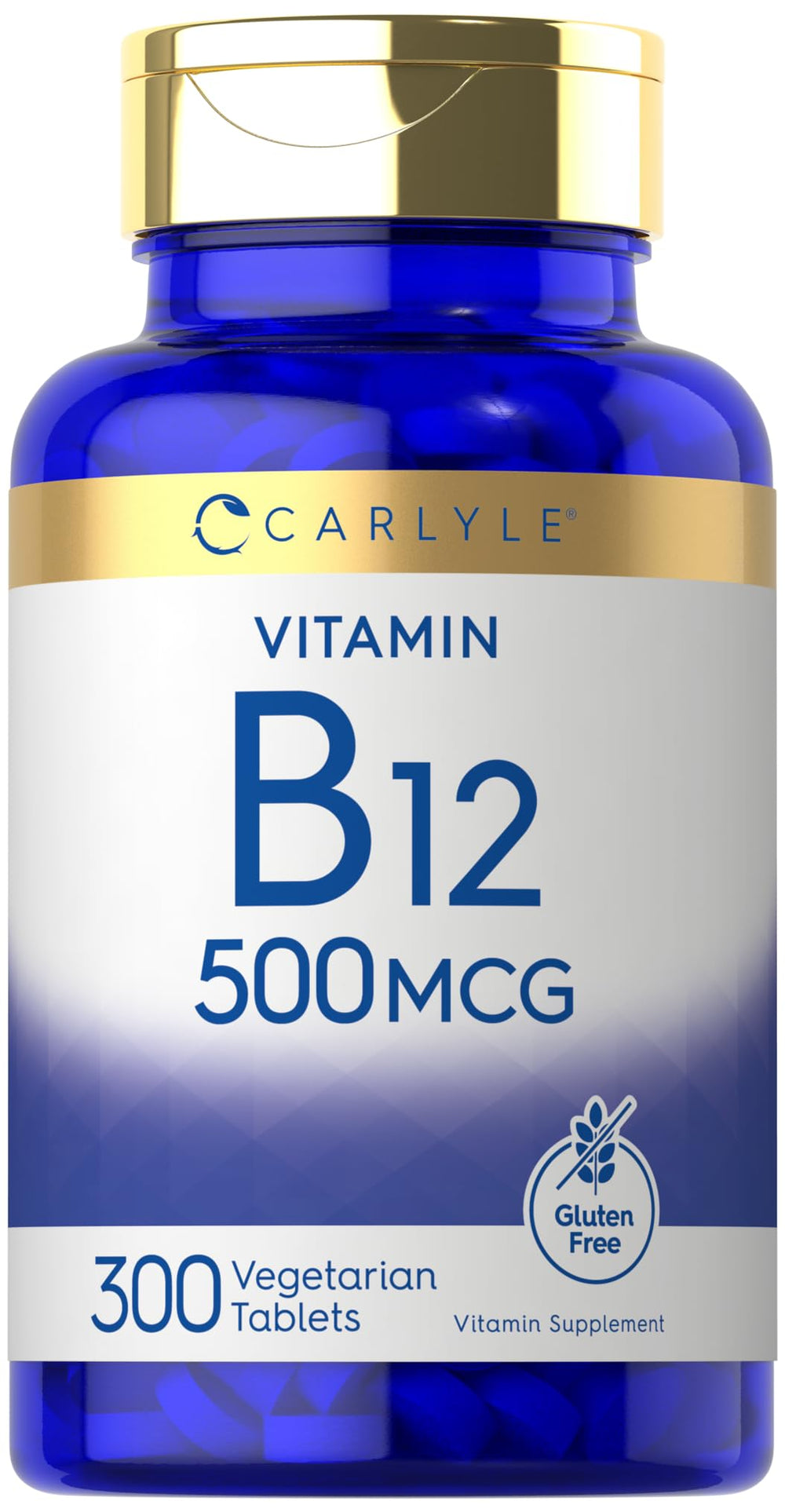 Carlyle vit B-12 frente del producto, envase claro y práctico