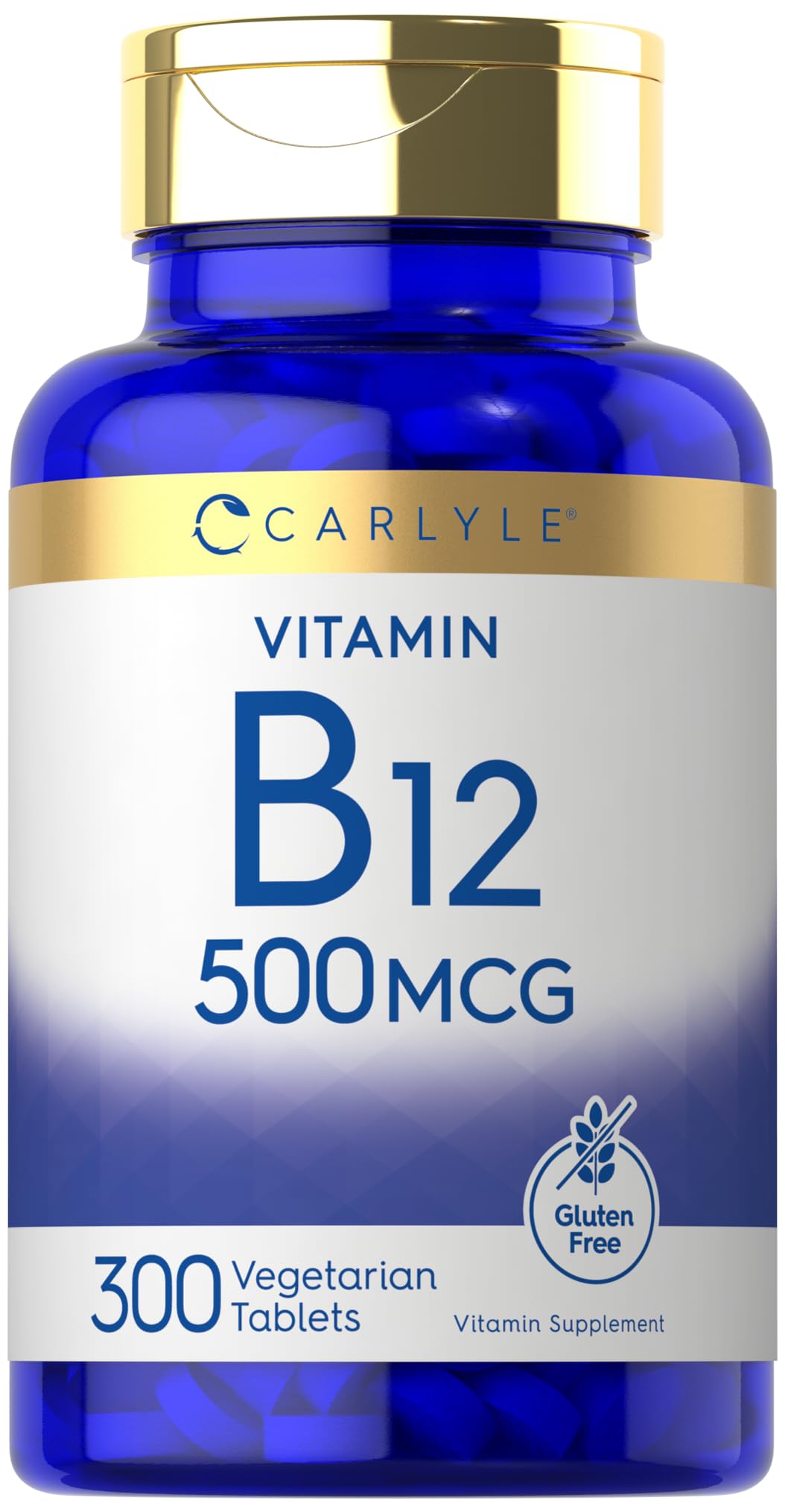 Carlyle vit B-12 frente del producto, envase claro y práctico