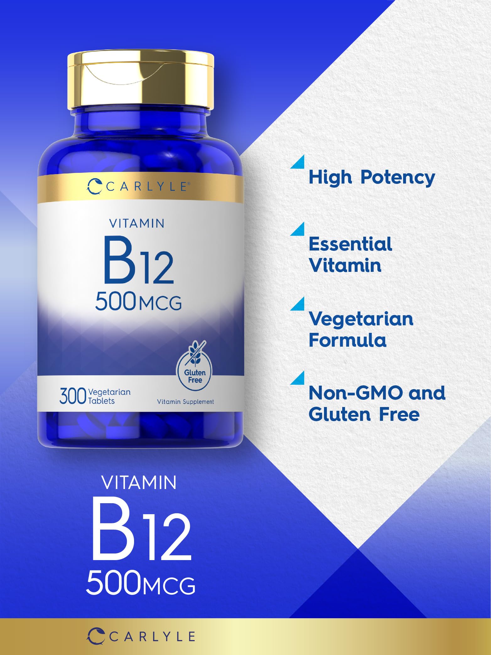 Carlyle vit B-12 textura de la tableta, apariencia uniforme y compacta
