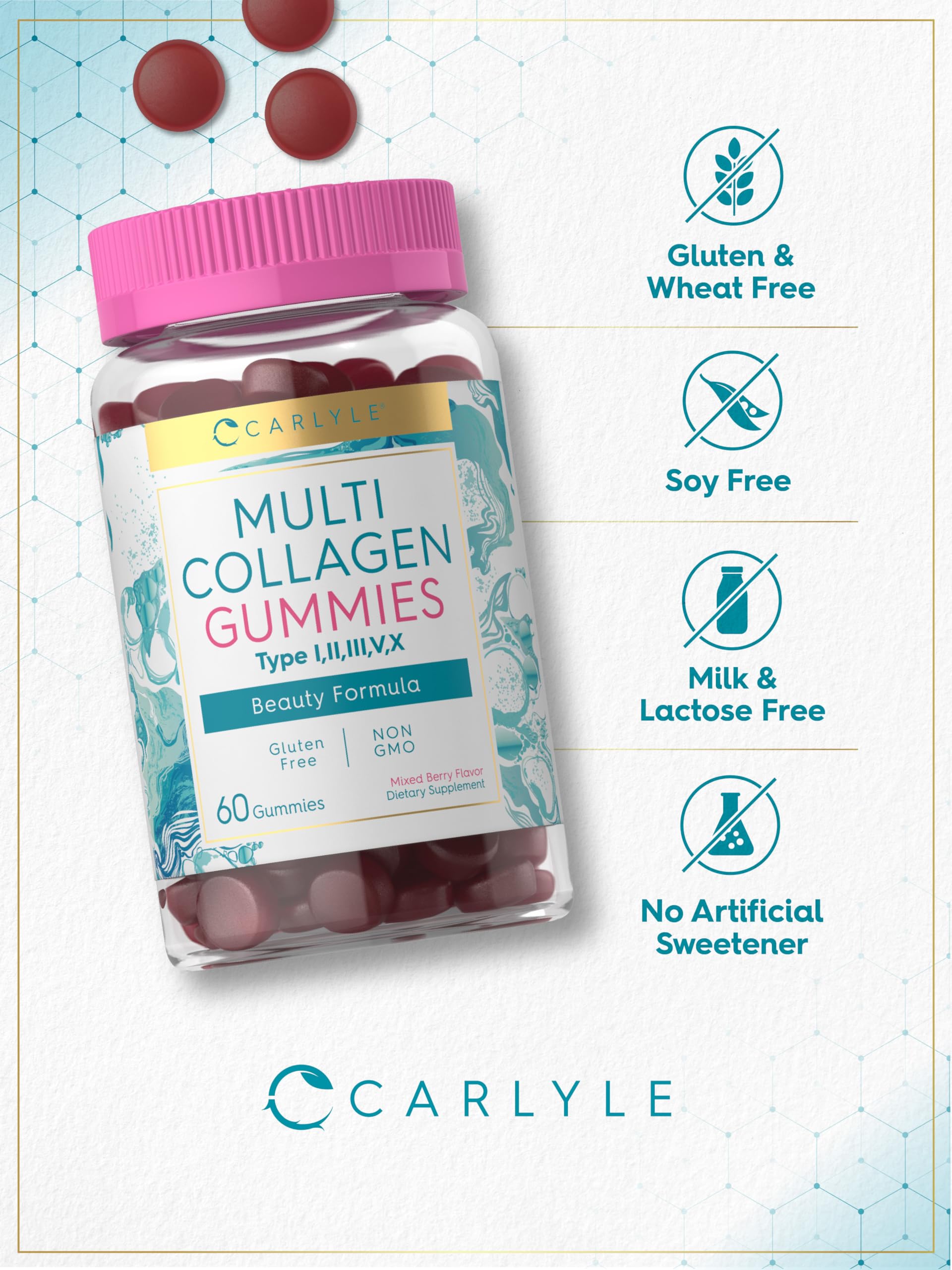 Carlyle bote abierto con gomitas visibles para control de porciones