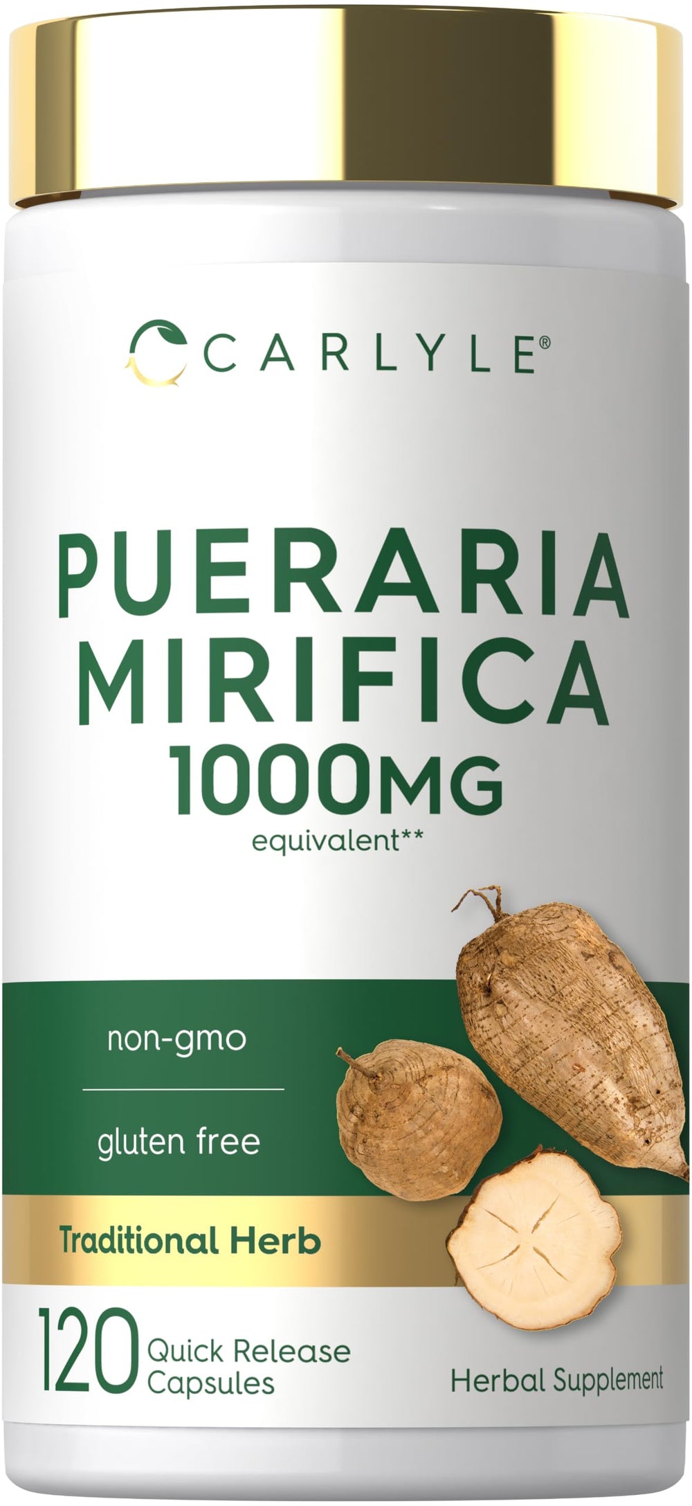 Carlyle caja frontal del producto mostrando 120 cápsulas y beneficios