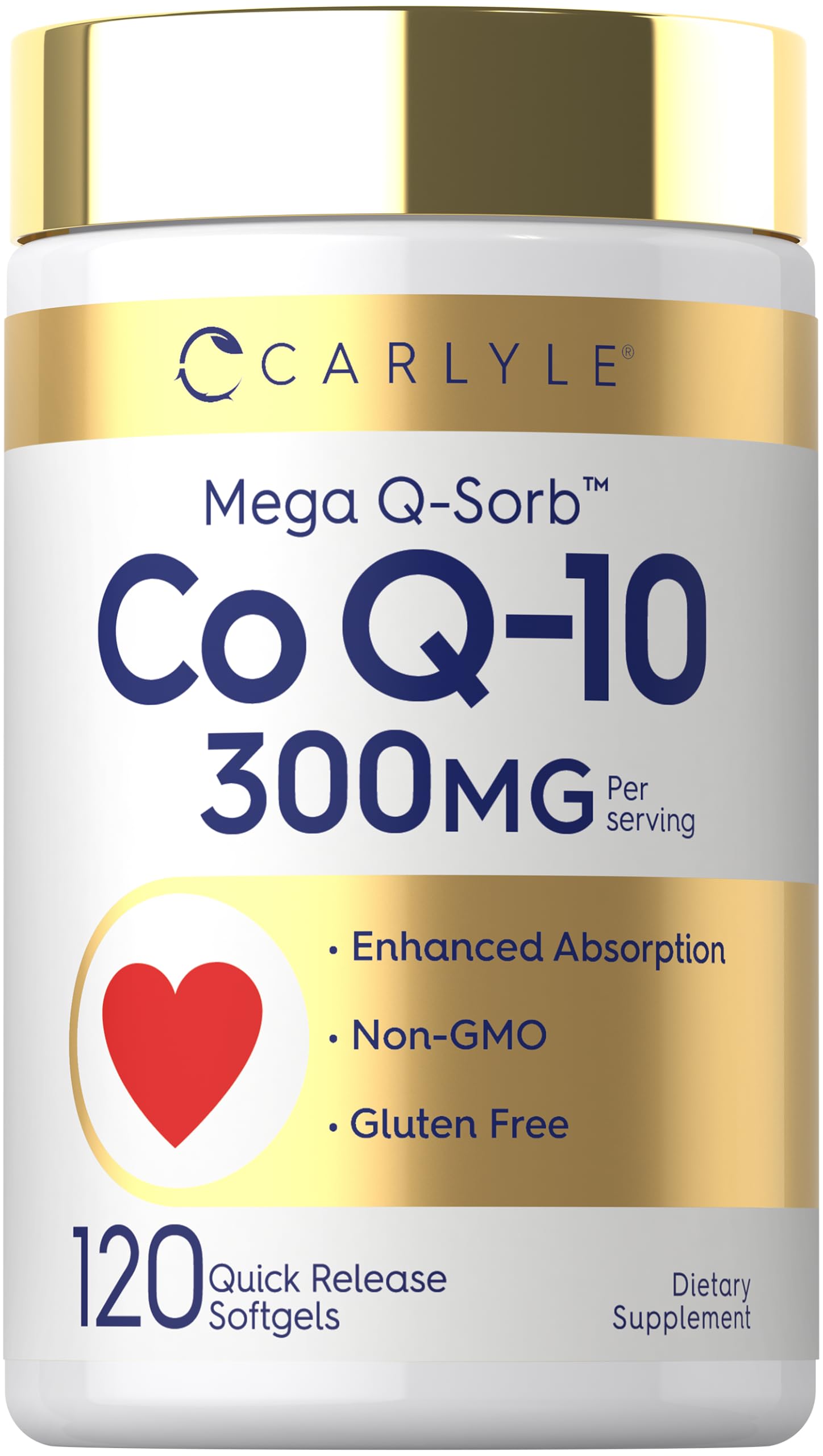 Carlyle frasco frontal mostrando 120 softgels y beneficios clave