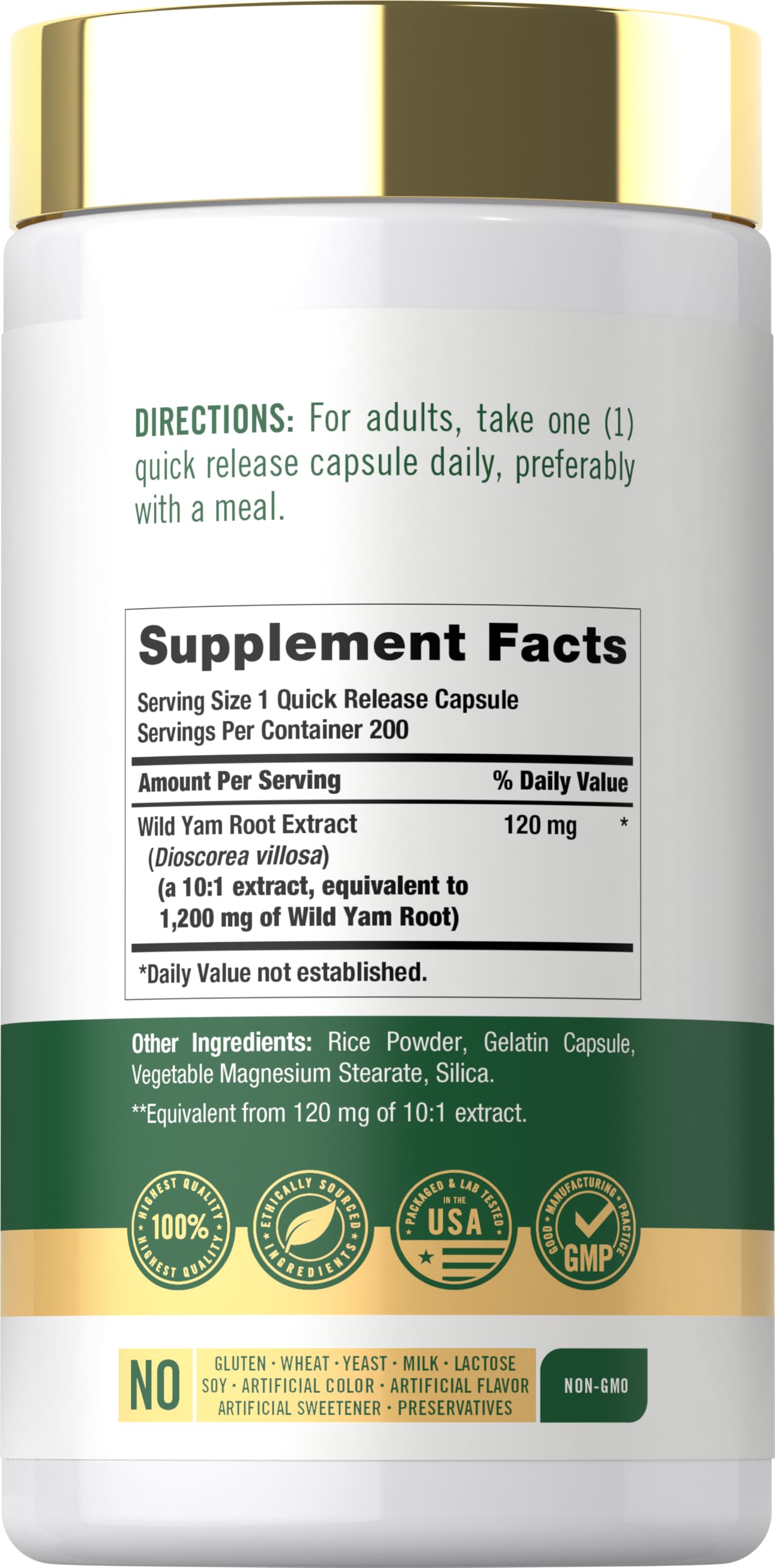 Carlyle etiqueta con información nutricional y pruebas de calidad visible