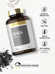 Carlyle etiqueta nutricional legible que muestra 100 mg por cápsula y lista de ingredientes