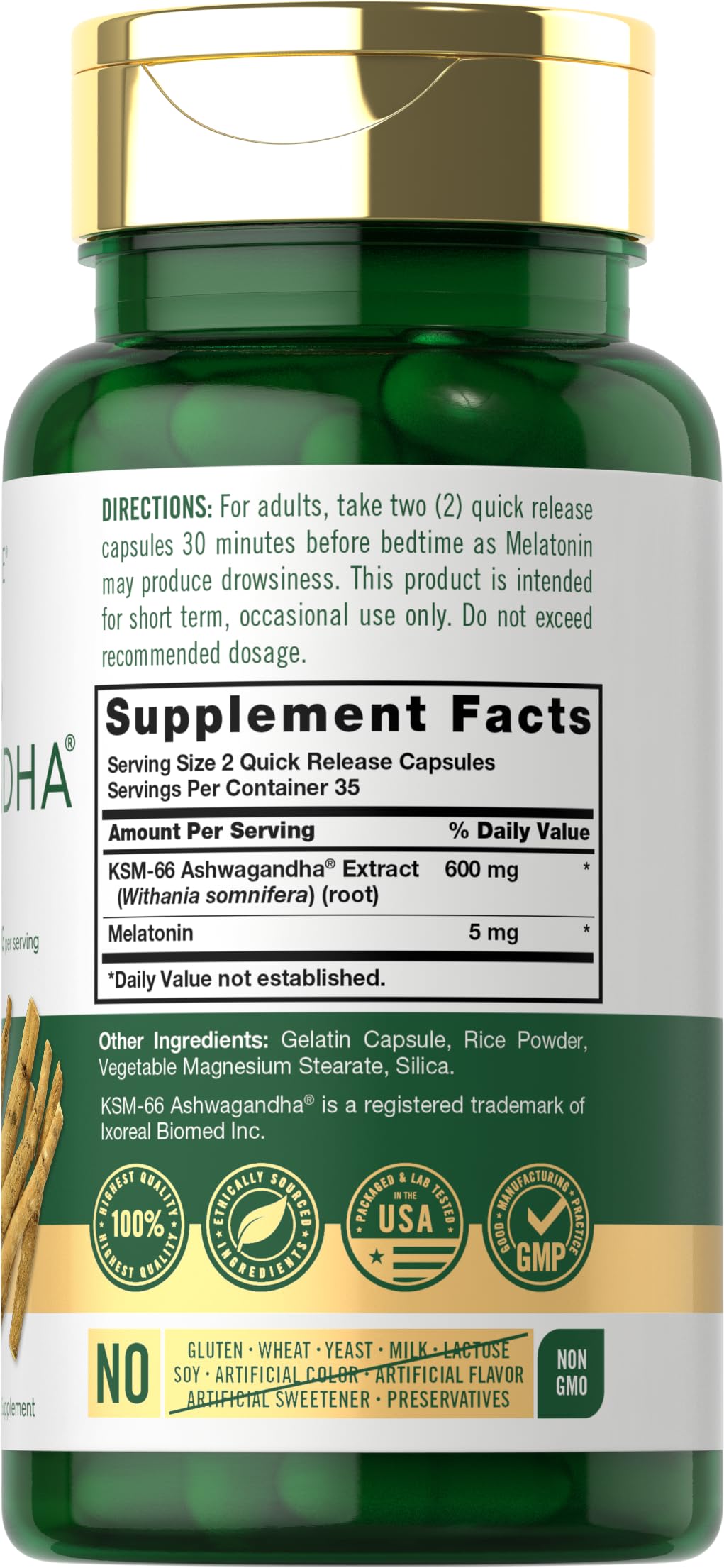 Carlyle etiqueta en detalle con ingredientes y dosificación legible