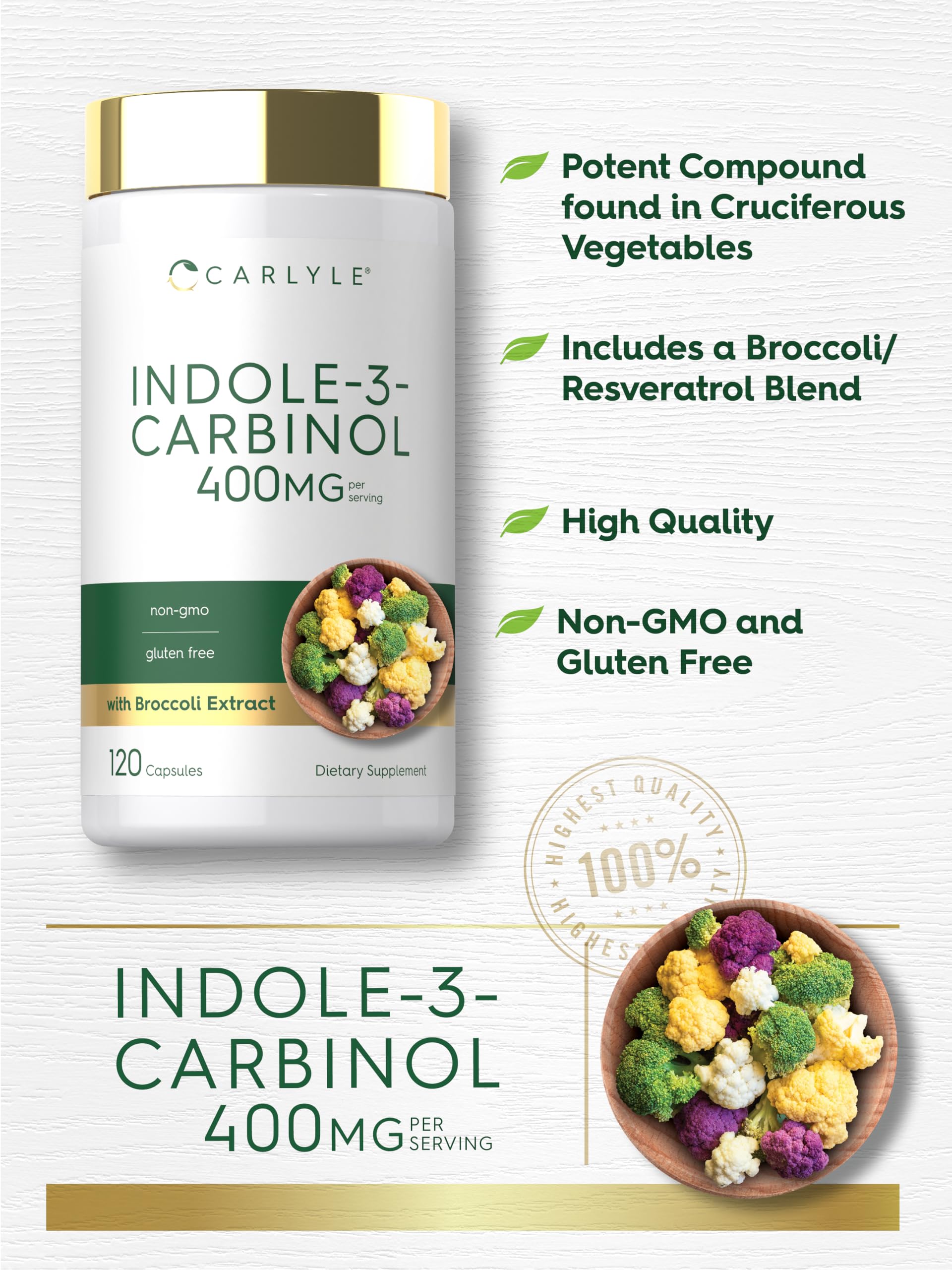Carlyle etiqueta cercana mostrando ingredientes y información de calidad