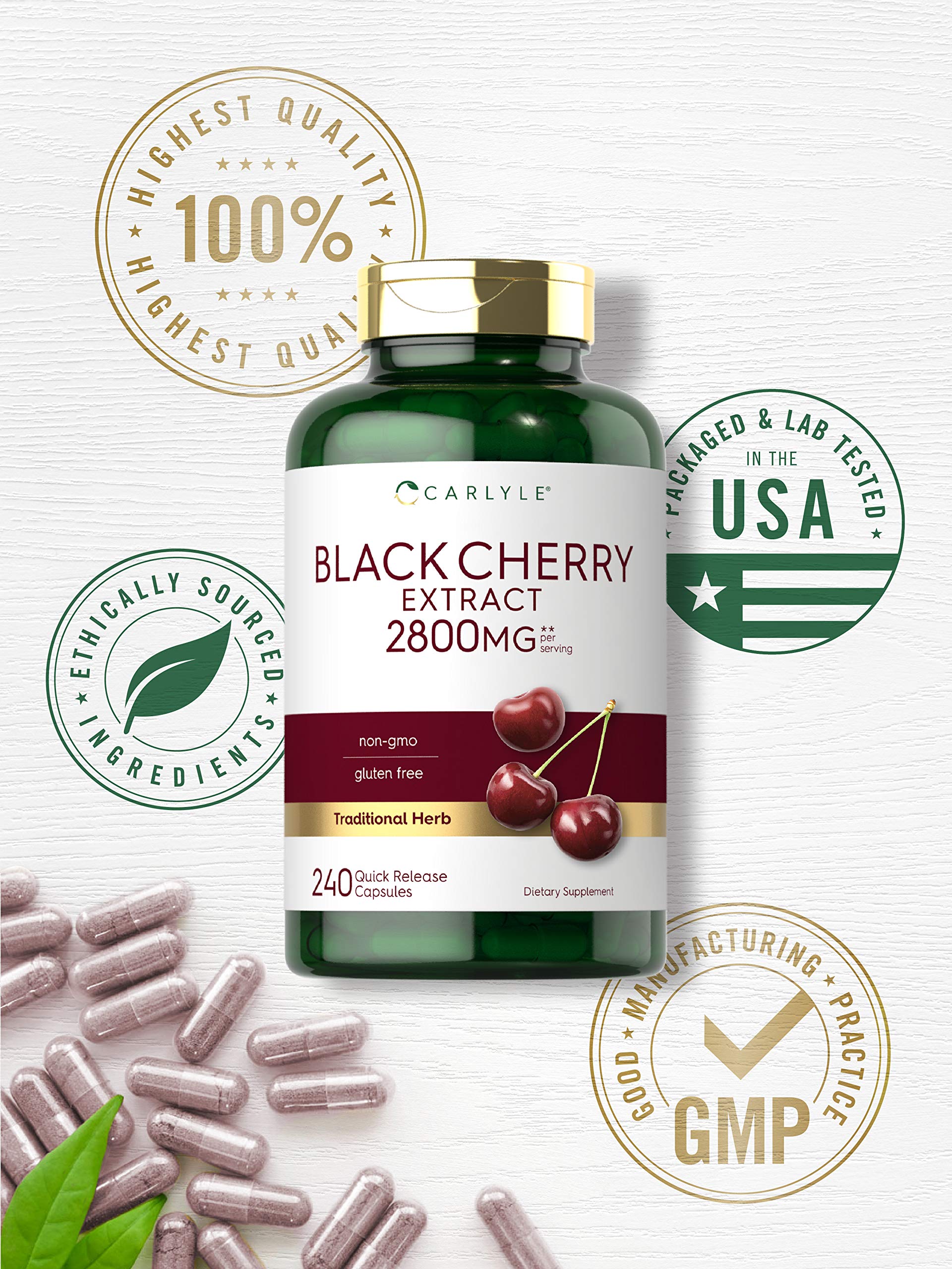Carlyle etiqueta con lista de ingredientes y beneficios de calidad
