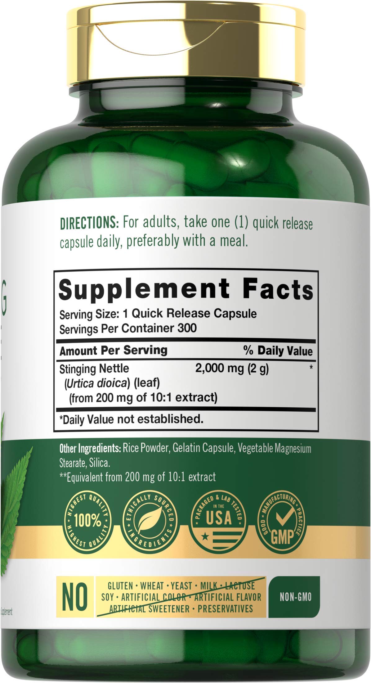Carlyle etiqueta nutricional enfocada con información de ingredientes