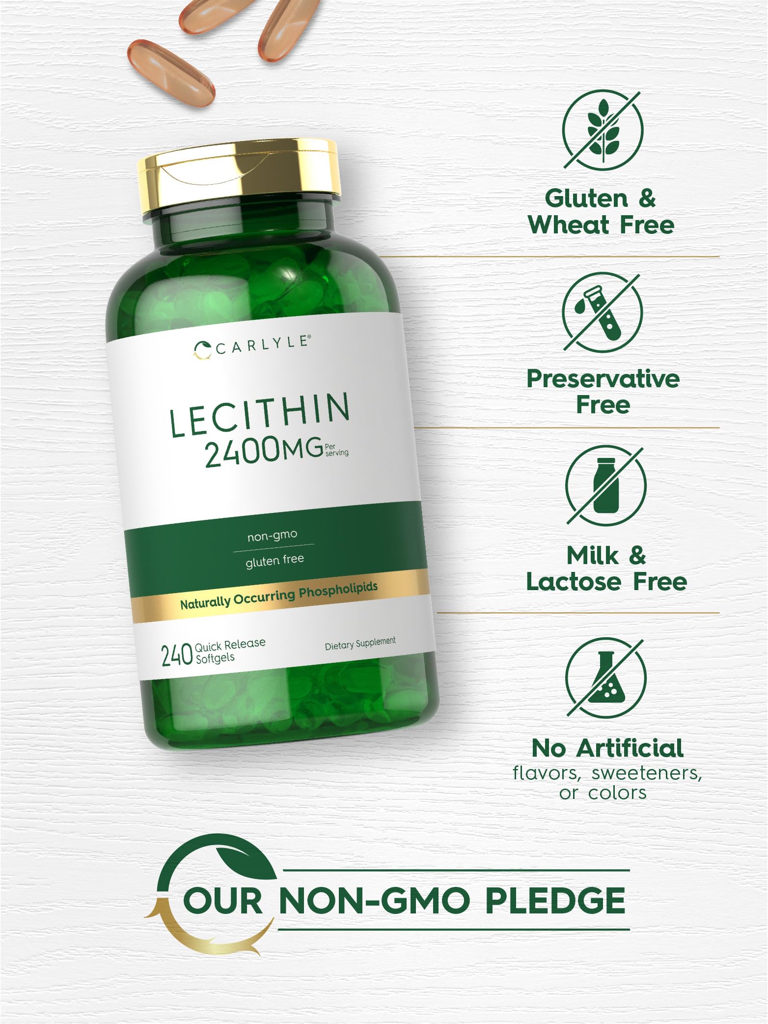 Carlyle etiqueta nutricional enfocada en 2400 mg por porción y pruebas de laboratorio