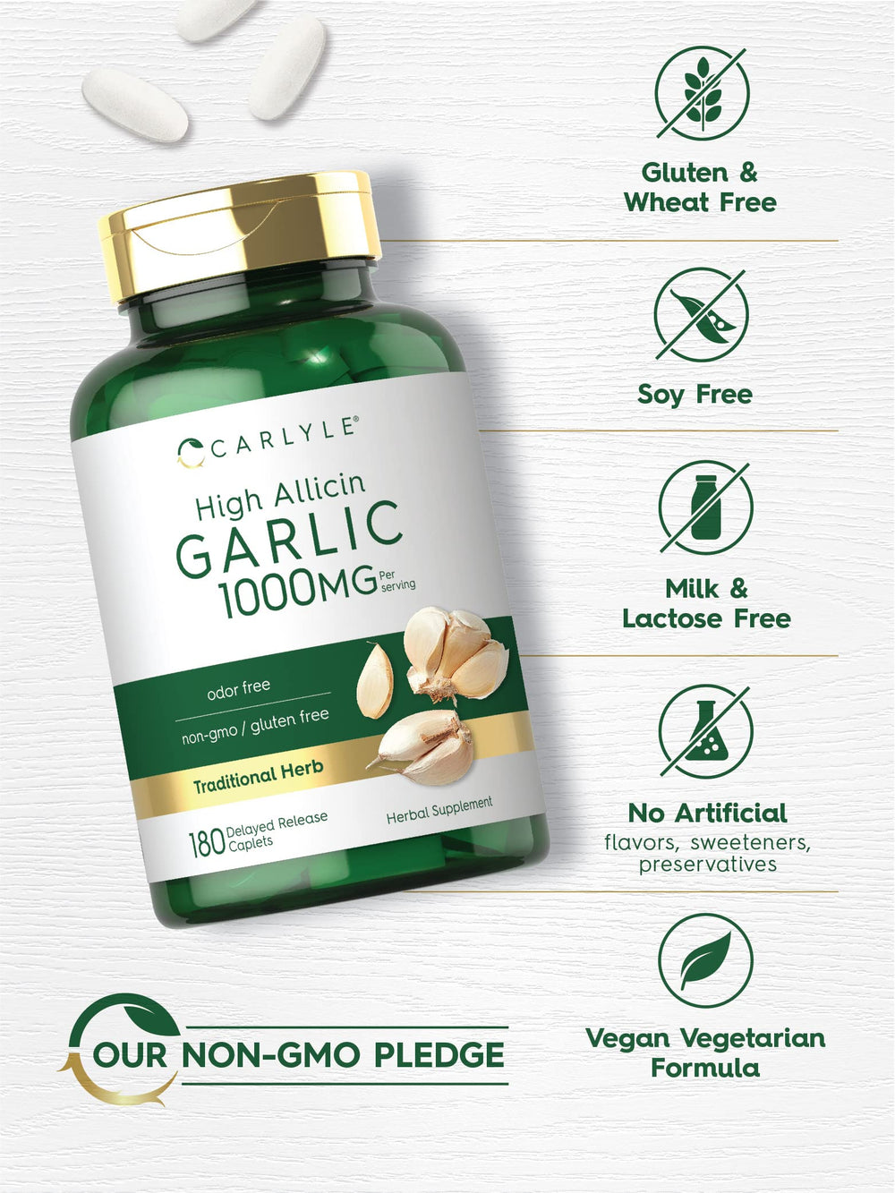 Carlyle etiqueta primer plano con información de ingredientes y calidad