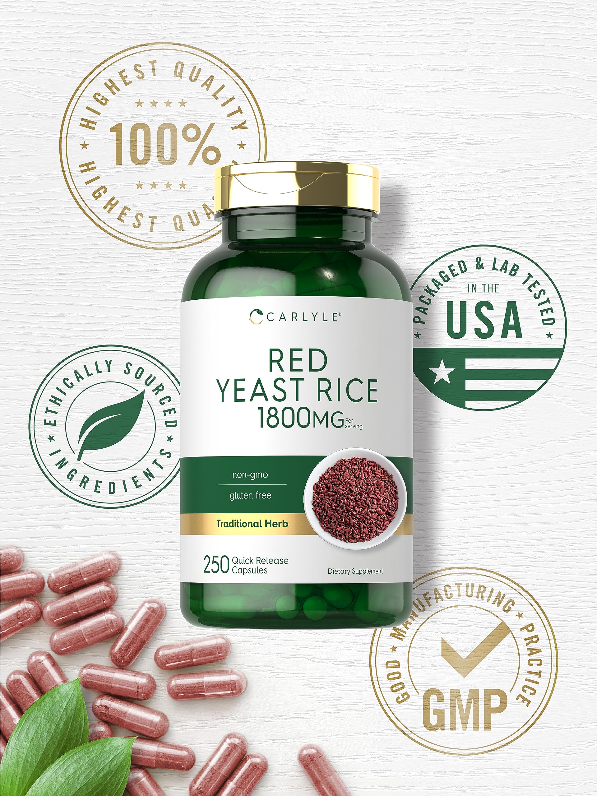 Carlyle etiqueta detallada resaltando 1.800 mg y lista de ingredientes