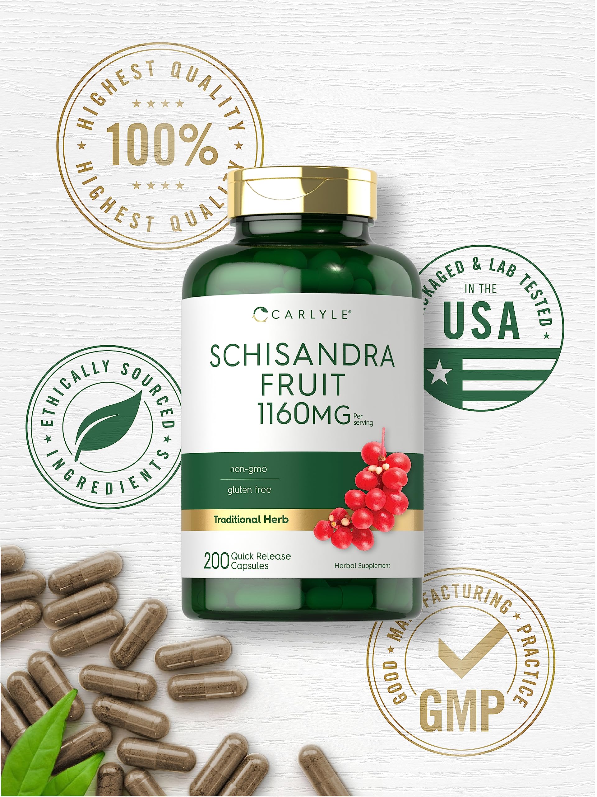 Carlyle polvo de extracto de Schisandra, evidencia aspecto natural