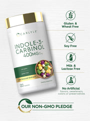 Carlyle mezcla de brócoli y resveratrol junto al frasco sugiriendo origen vegetal