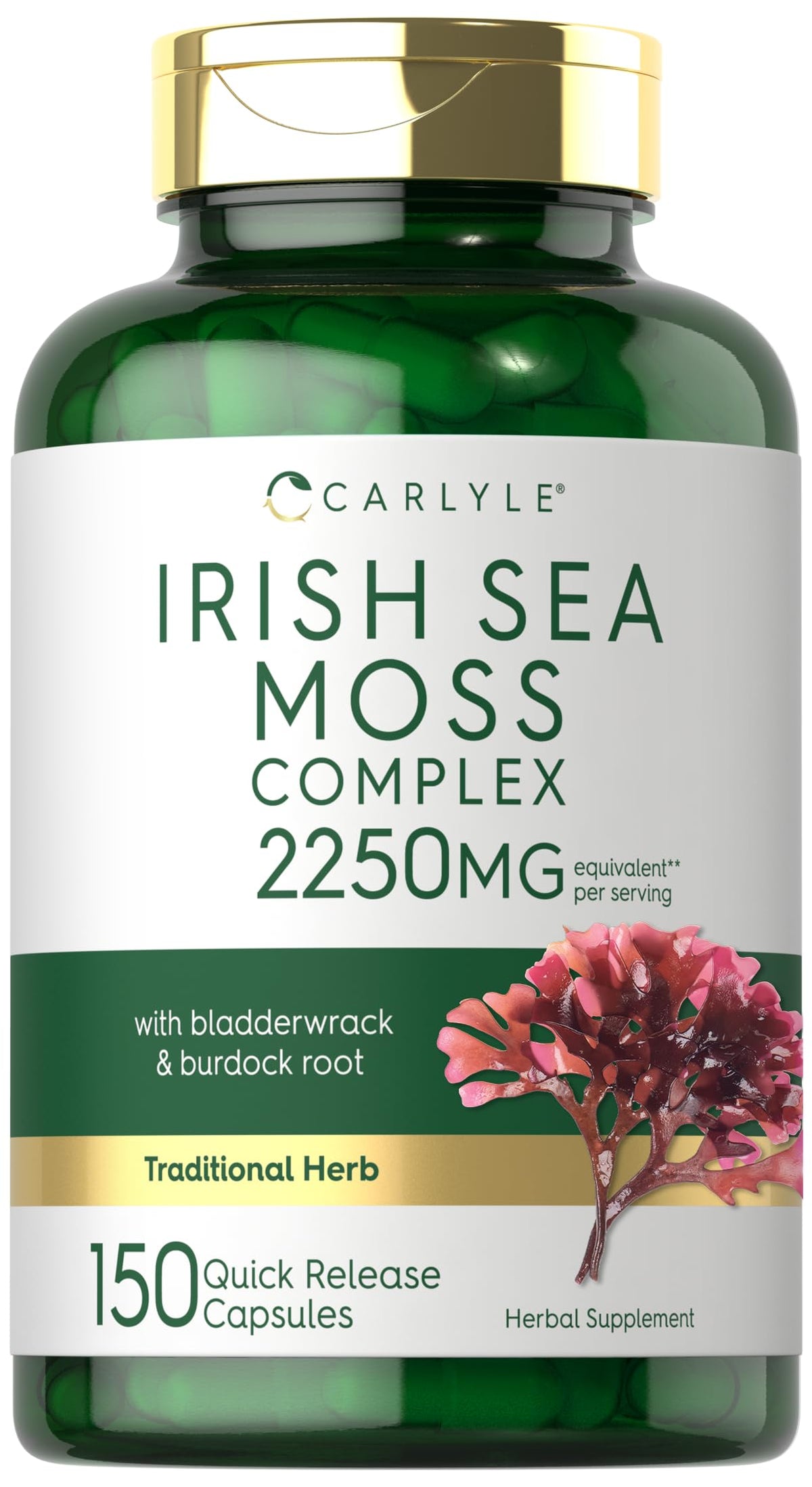 Carlyle frasco frontal mostrando 150 cápsulas y envase atractivo