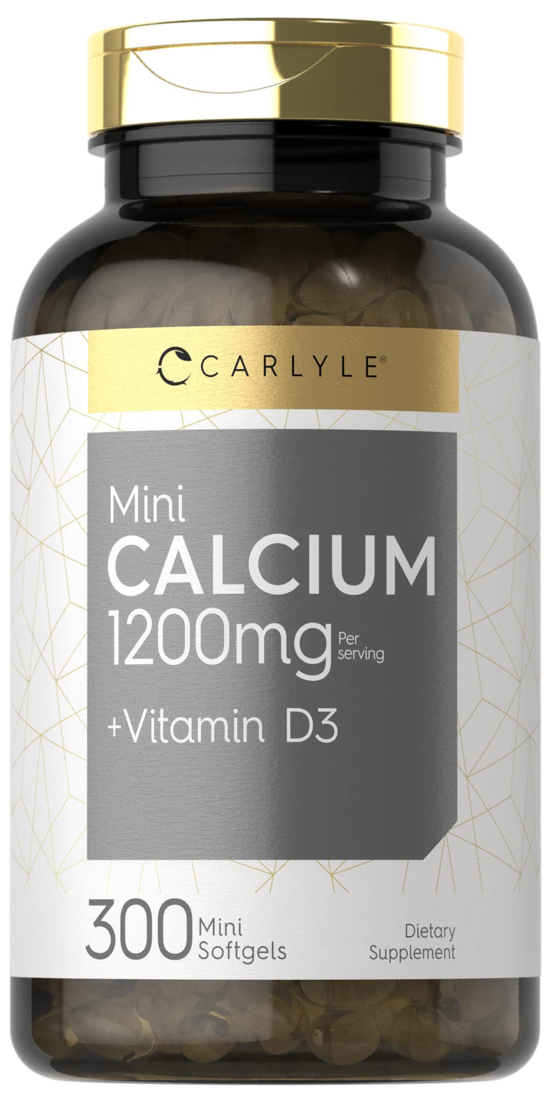Carlyle frasco frontal mostrando 300 softgels y beneficio de conveniencia