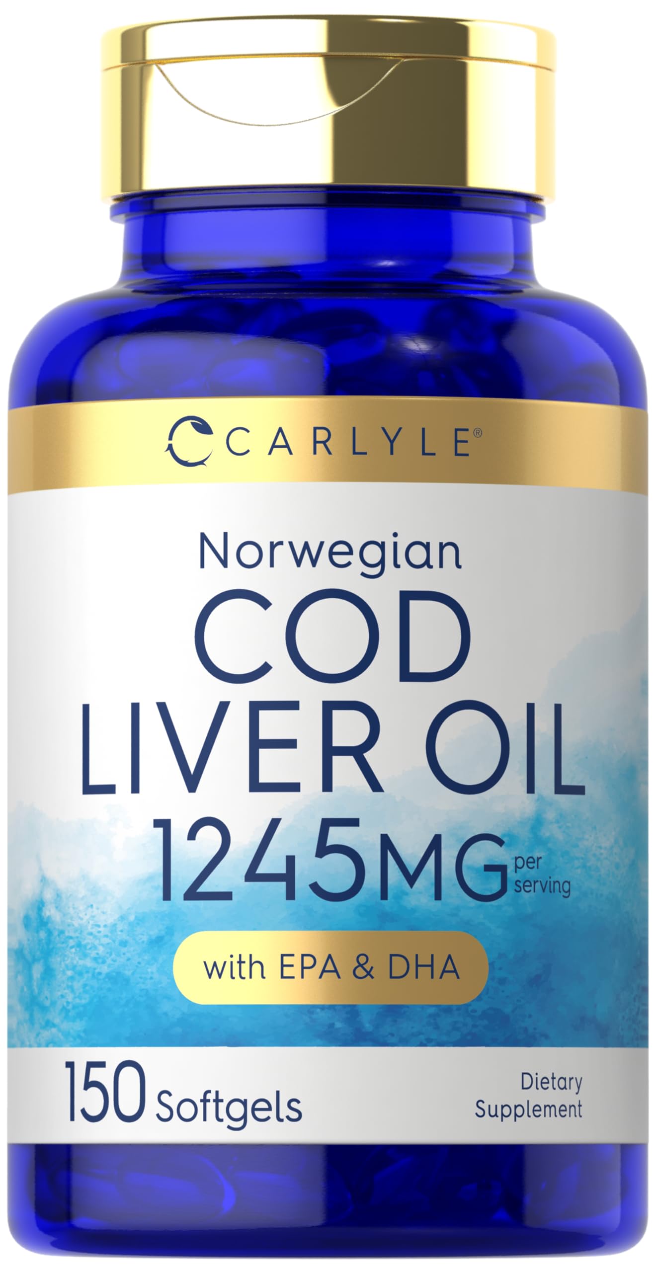 Carlyle frente del empaque mostrando 150 softgels y beneficios