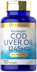 Carlyle frente del empaque mostrando 150 softgels y beneficios