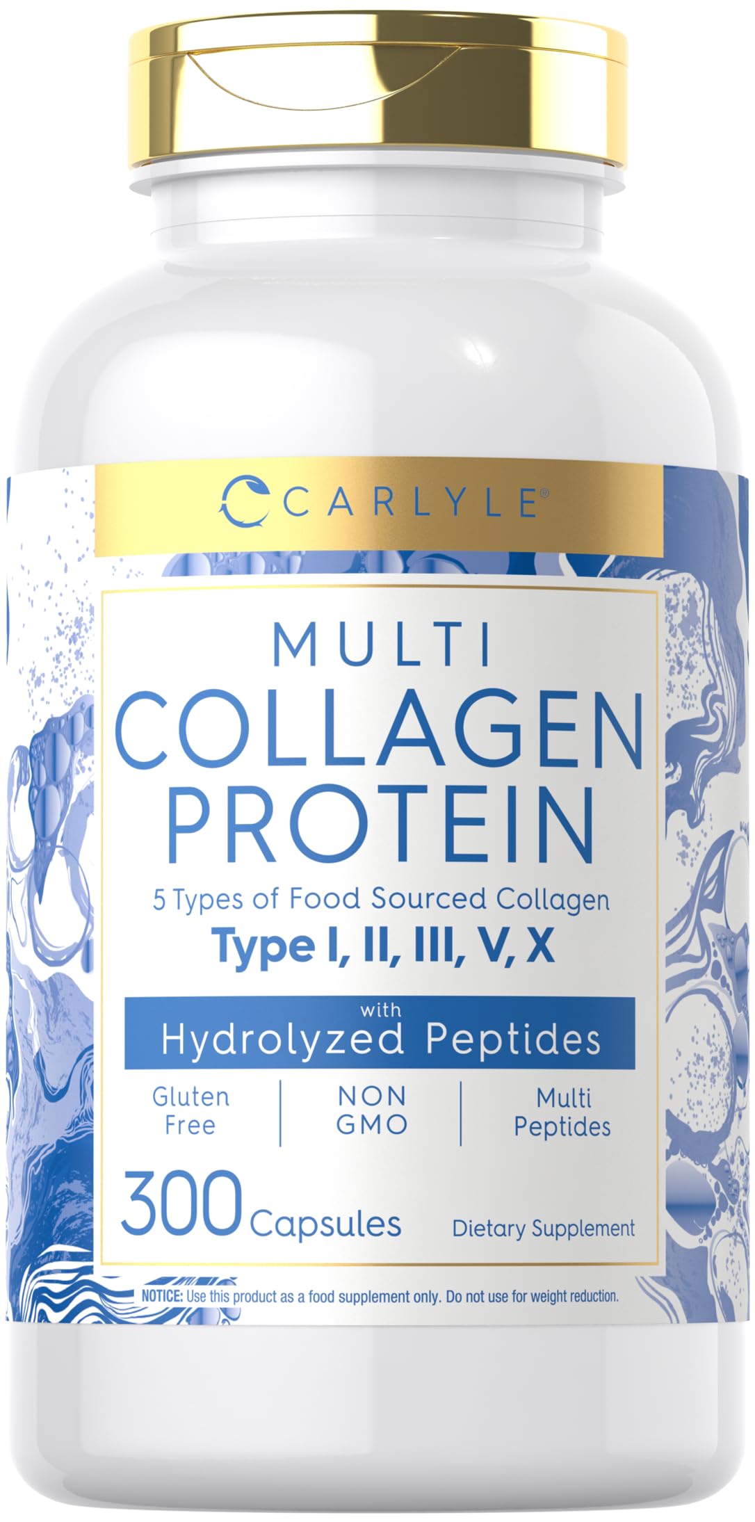 Frente del envase Carlyle Multi Collagen mostrando etiqueta y cantidad 300