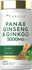 Carlyle envase frontal Panax Ginseng & Ginkgo muestra presentación clara