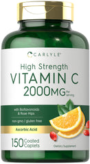 Carlyle vista frontal del envase mostrando vitamina C 2000 mg y 150 comprimidos, claridad en información