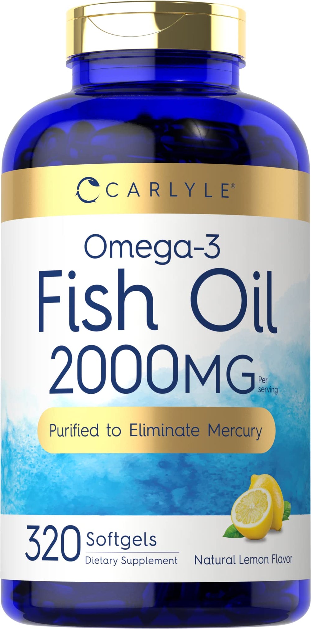 Carlyle envase frontal mostrando 320 softgels y sello de potencia