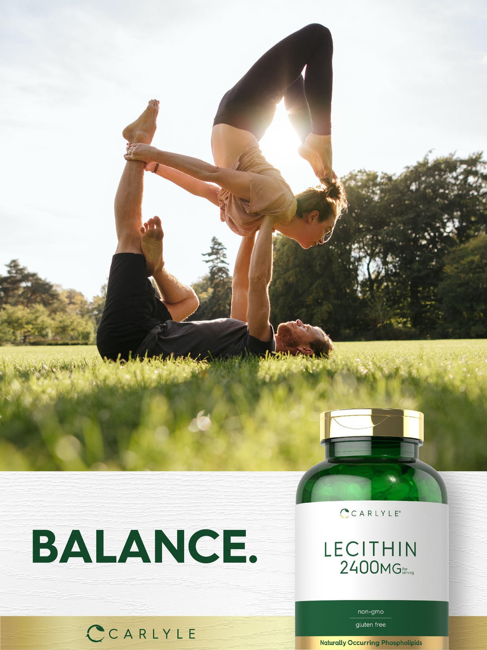 Carlyle lecitina y granos de soja indicando origen y limpieza de ingredientes
