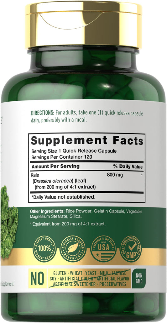 Etiqueta de Carlyle Kale con detalles de ingredientes y calidad del producto