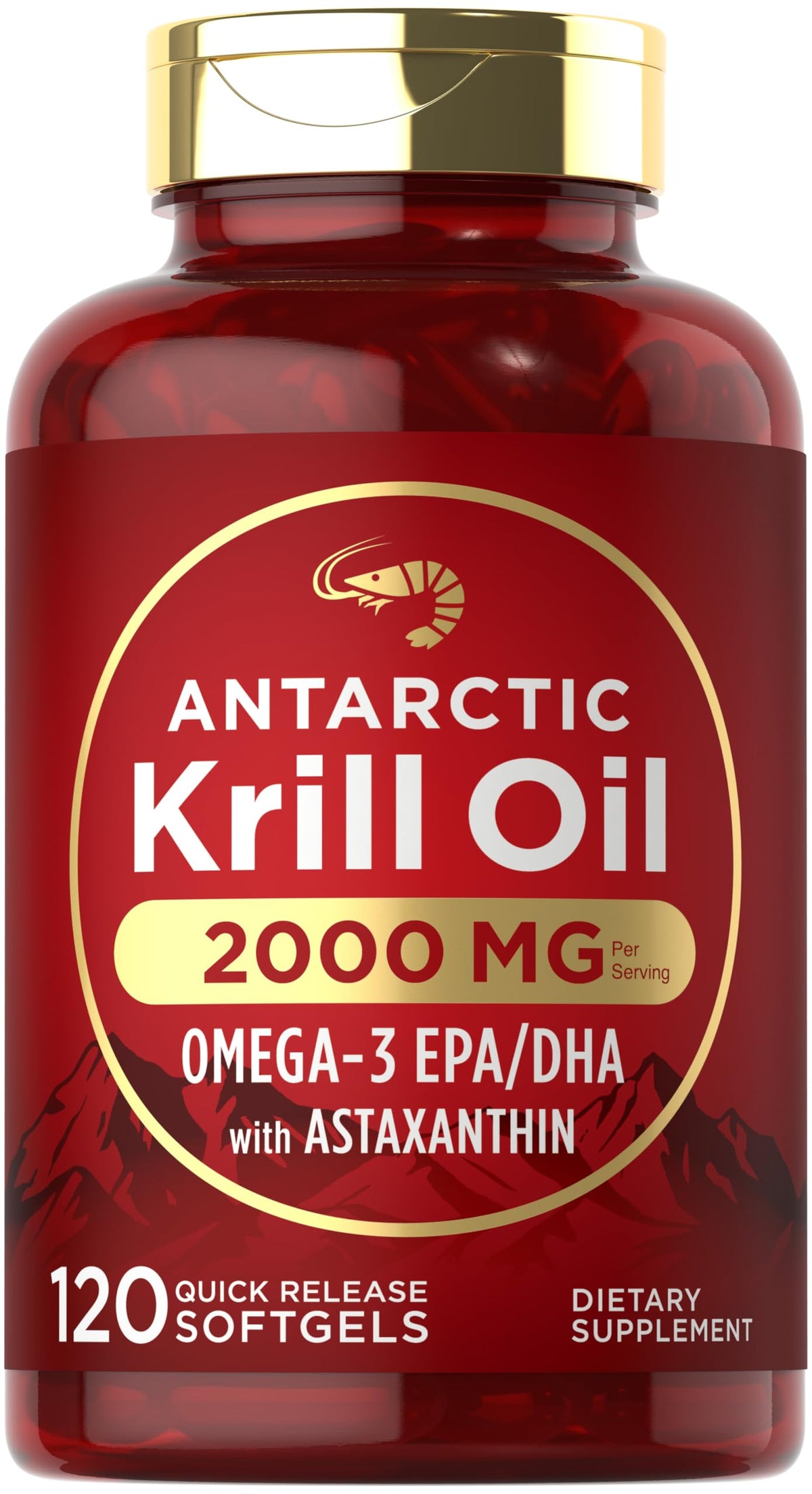 Carlyle frasco delantero mostrando 120 softgels y fuerza máxima